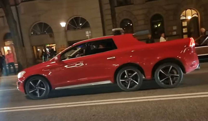 Видео: на автошоу был замечен пикап Volvo XC60 с шестью колесами